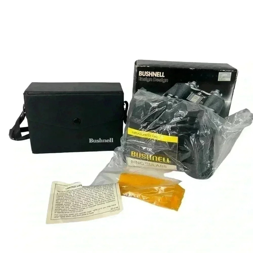 Vintage Bushnell Ensign 7x35 Binoculars Insta-Focus Optics, Case, Retro